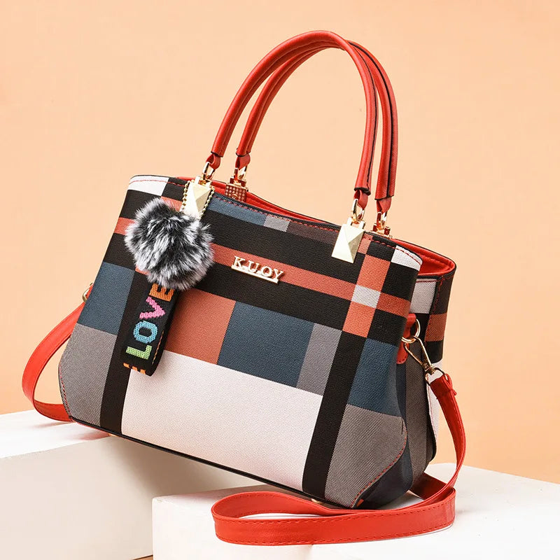 Nord Taschen | Karierte Schultertasche mit oberen Griffen