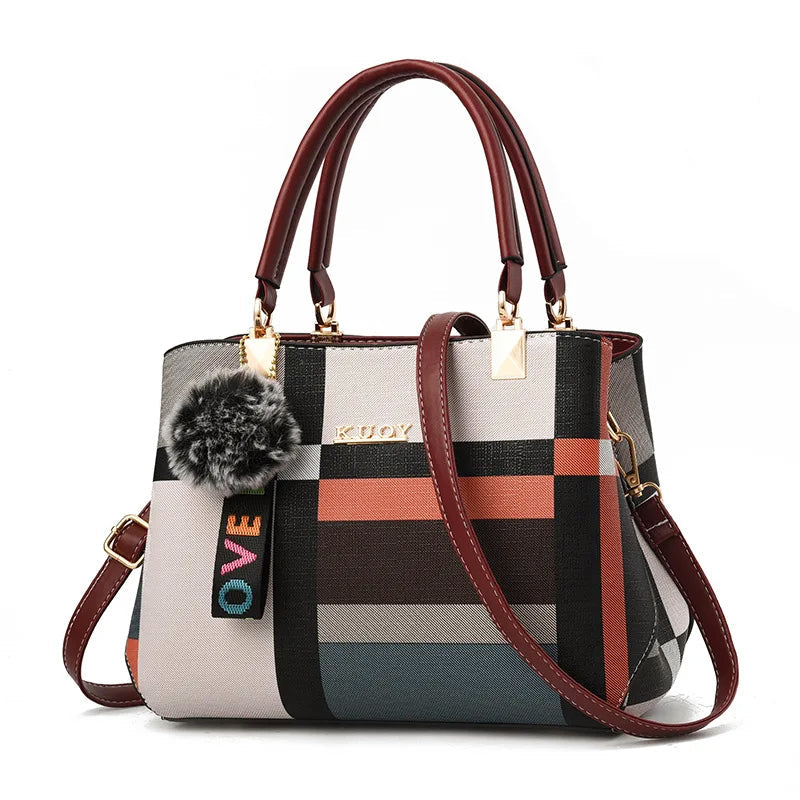 Nord Taschen | Karierte Schultertasche mit oberen Griffen