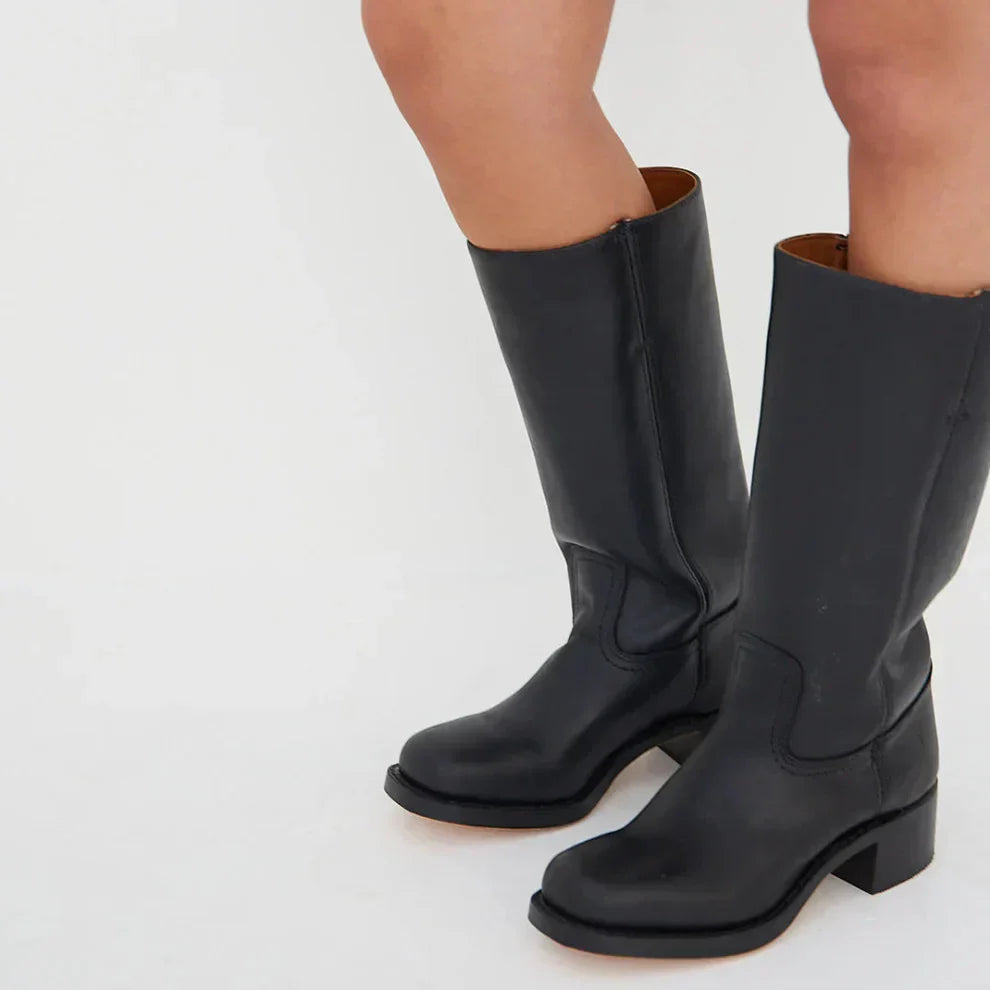Klassische Damenstiefel Mit Blockabsatz Für Damen