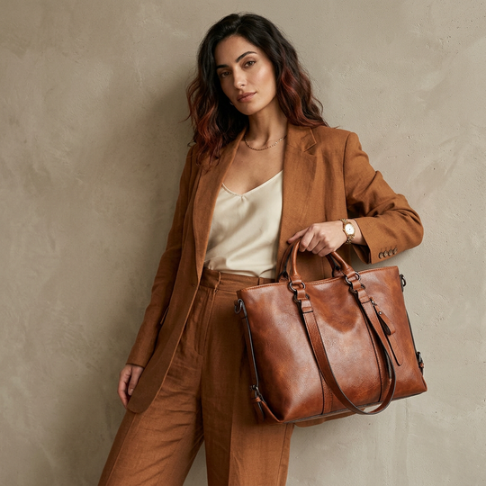 Nord Taschen | Große Vegane Leder Arbeits Tasche mit Crossbody Tragegurt