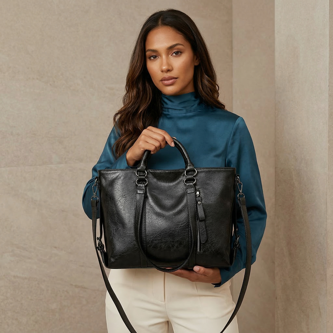 Nord Taschen | Große Vegane Leder Arbeits Tasche mit Crossbody Tragegurt
