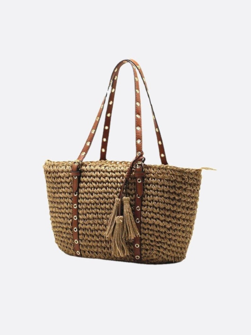 Nord Taschen | Damen Strohtasche mit Schulterriemen und Reißverschluss