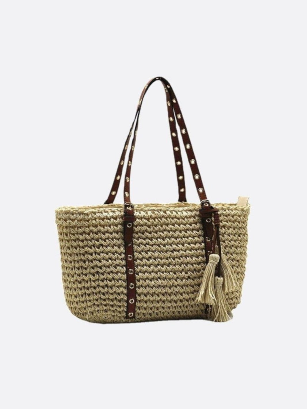 Nord Taschen | Damen Strohtasche mit Schulterriemen und Reißverschluss