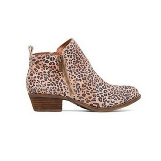 Leder Damen Stiefeletten mit Blockabsatz und seitlichem Reißverschluss – Marit