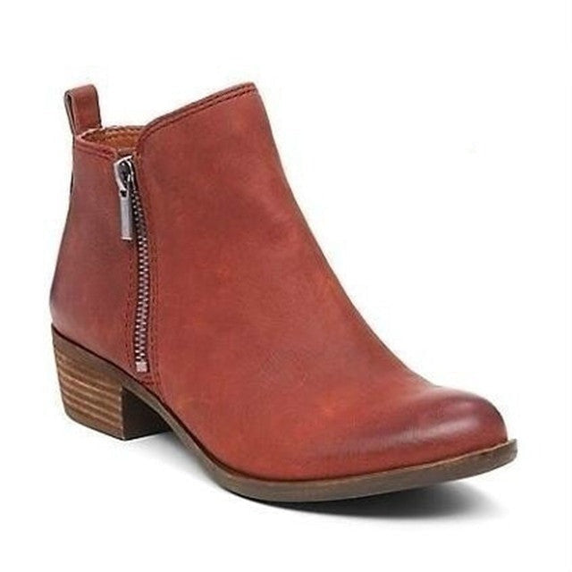 Leder Damen Stiefeletten mit Blockabsatz und seitlichem Reißverschluss – Marit