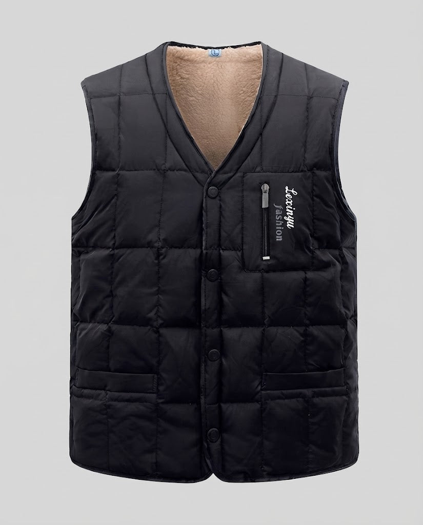 Herren Steppweste mit Teddyfutter, gesteppter Außenlage und V‑Ausschnitt Nord Taschen