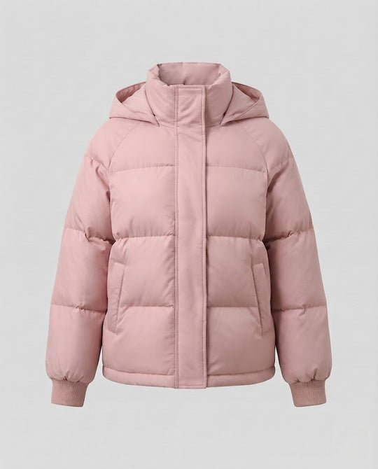 Kurze Damen-Steppjacke, gefüttert, mit Kapuze