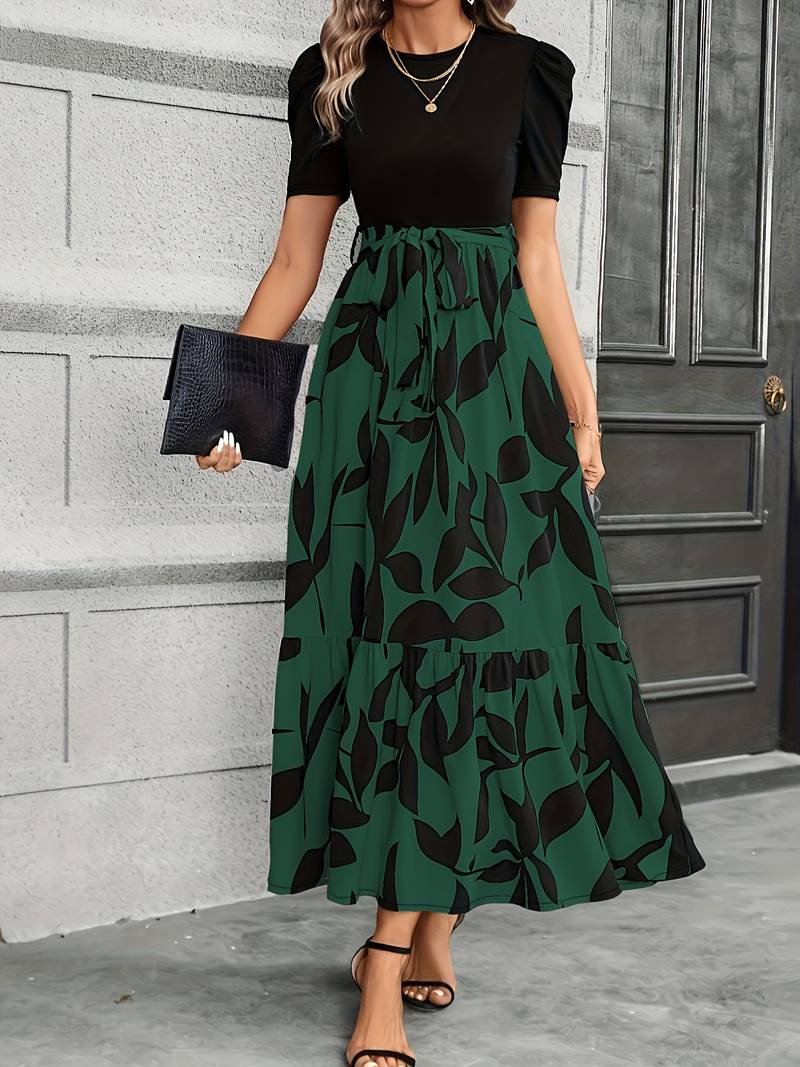 Kleid mit Floralem Druck und Rundhalsausschnitt