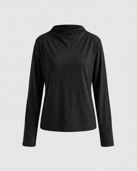 Damen Weit geschnittener Feinstrickpullover mit lockerem Stehkragen Nord Taschen
