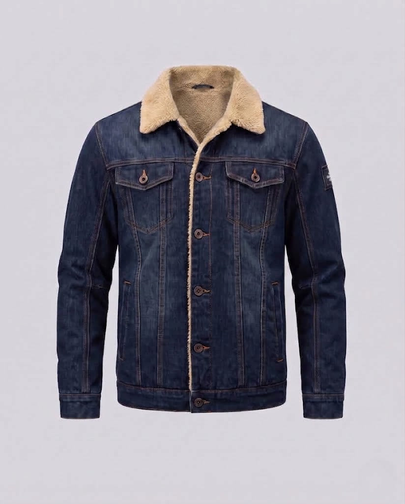 Herren Freizeit Denim Jacke mit Teddy-Fütterung Nord Taschen