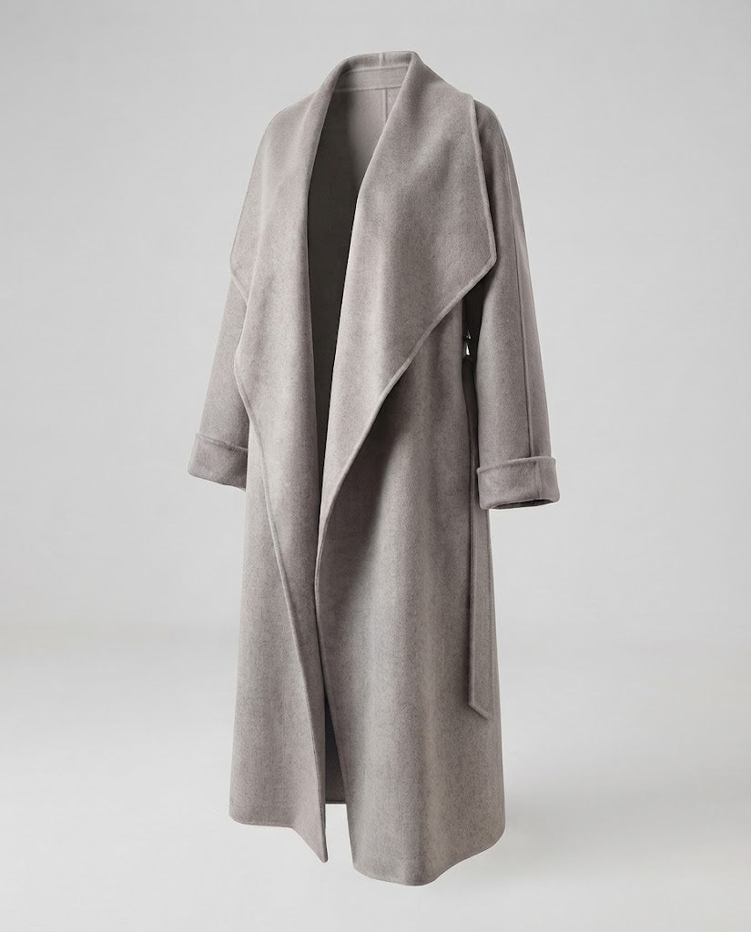 Damen Maxilanger Oversize-Wollmix-Longcoat mit großzügigem Schalkragen und umgeschlagenen Manschetten Nord Taschen