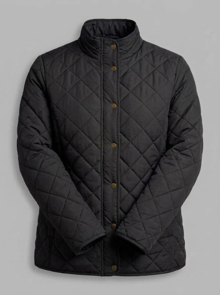 Damen Gesteppte Kurzjacke mit Diamantstepp, Rundhals und Pattentaschen Nord Taschen