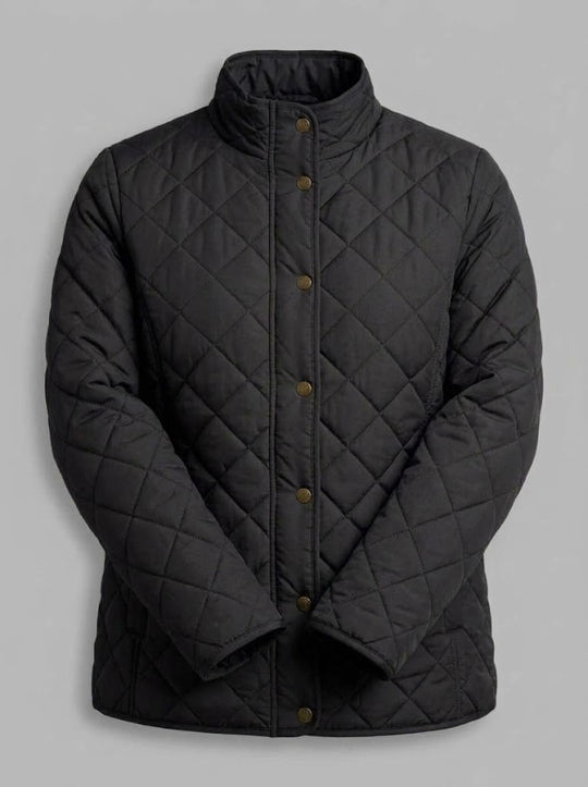 Damen Gesteppte Kurzjacke mit Diamantstepp, Rundhals und Pattentaschen Nord Taschen