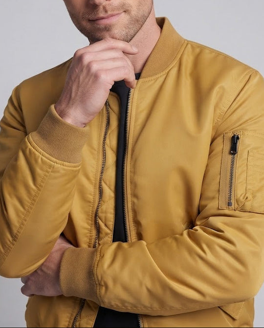 Herren Nylon-Bomberjacke im Aviator-Style mit gesteppter Thermo-Innenlage und Ärmel-Utilitytasche Nord Taschen