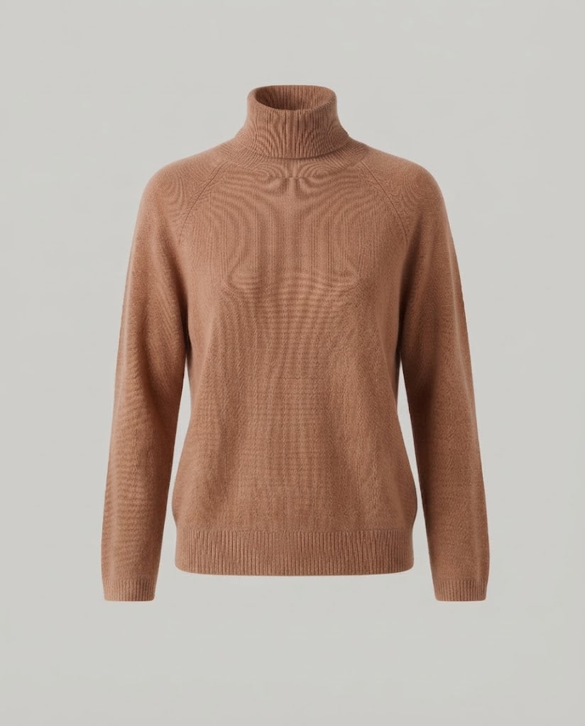 Damen Feinstrick-Rollkragenpullover aus Kaschmir-Mix mit Raglanärmeln und feinem Rippbund Nord Taschen