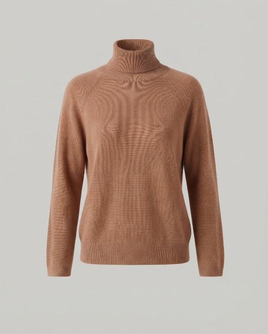 Damen Feinstrick-Rollkragenpullover aus Kaschmir-Mix mit Raglanärmeln und feinem Rippbund Nord Taschen