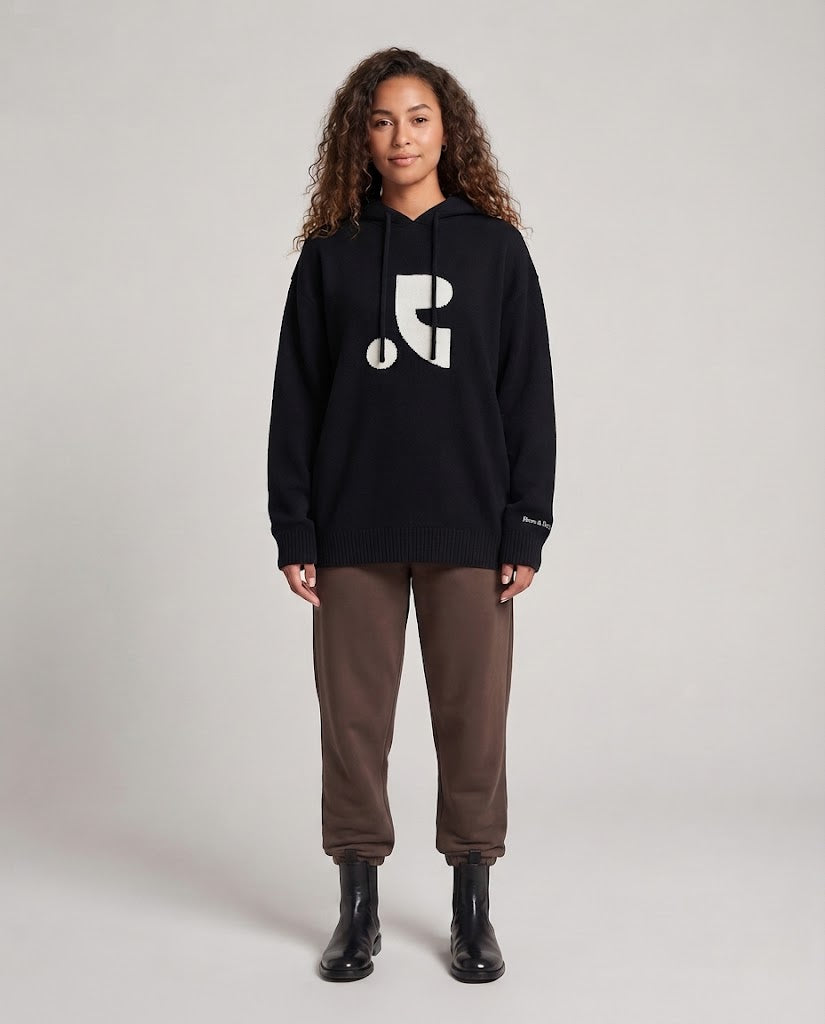 Damen Oversize-Logo-Feinstrickpullover mit gerippten Bündchen und Relaxed-Silhouette Nord Taschen