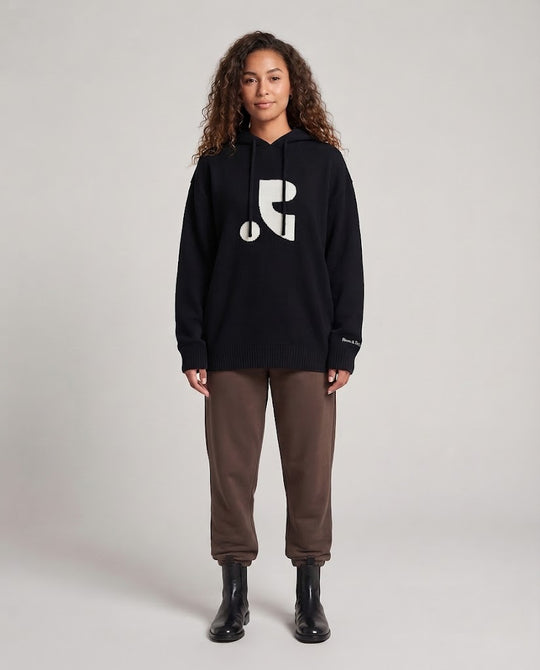 Damen Oversize-Logo-Feinstrickpullover mit gerippten Bündchen und Relaxed-Silhouette Nord Taschen