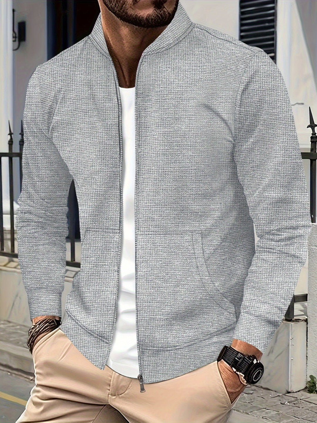 Elegante Jacke mit Reißverschluss Baumwollmischung Stilvoll und Bequem
