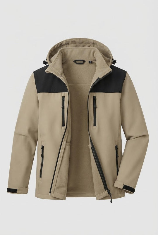 Herren zwei-lagige Softshell Outdoor-Jacke mit herausnehmbarer Fleece-Innenjacke und Kapuze Nord Taschen