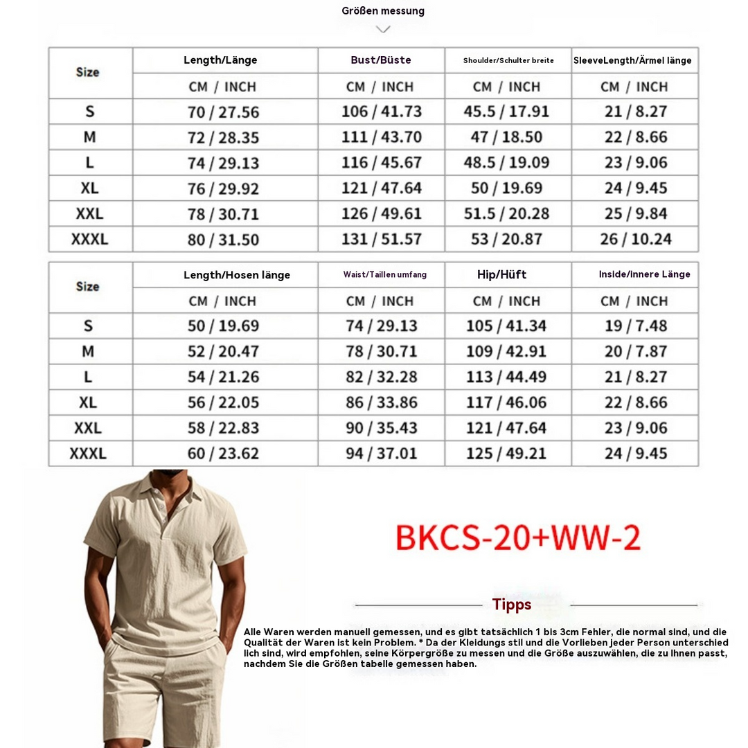 Kurzärmliges Poloshirt und Shorts Strandanzug