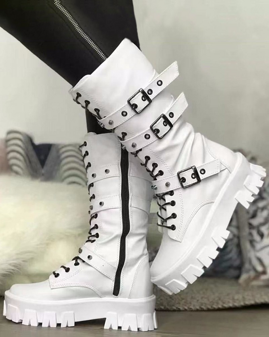 Stiefel Mit Reißverschluss Und Schnallen - Vittorelli