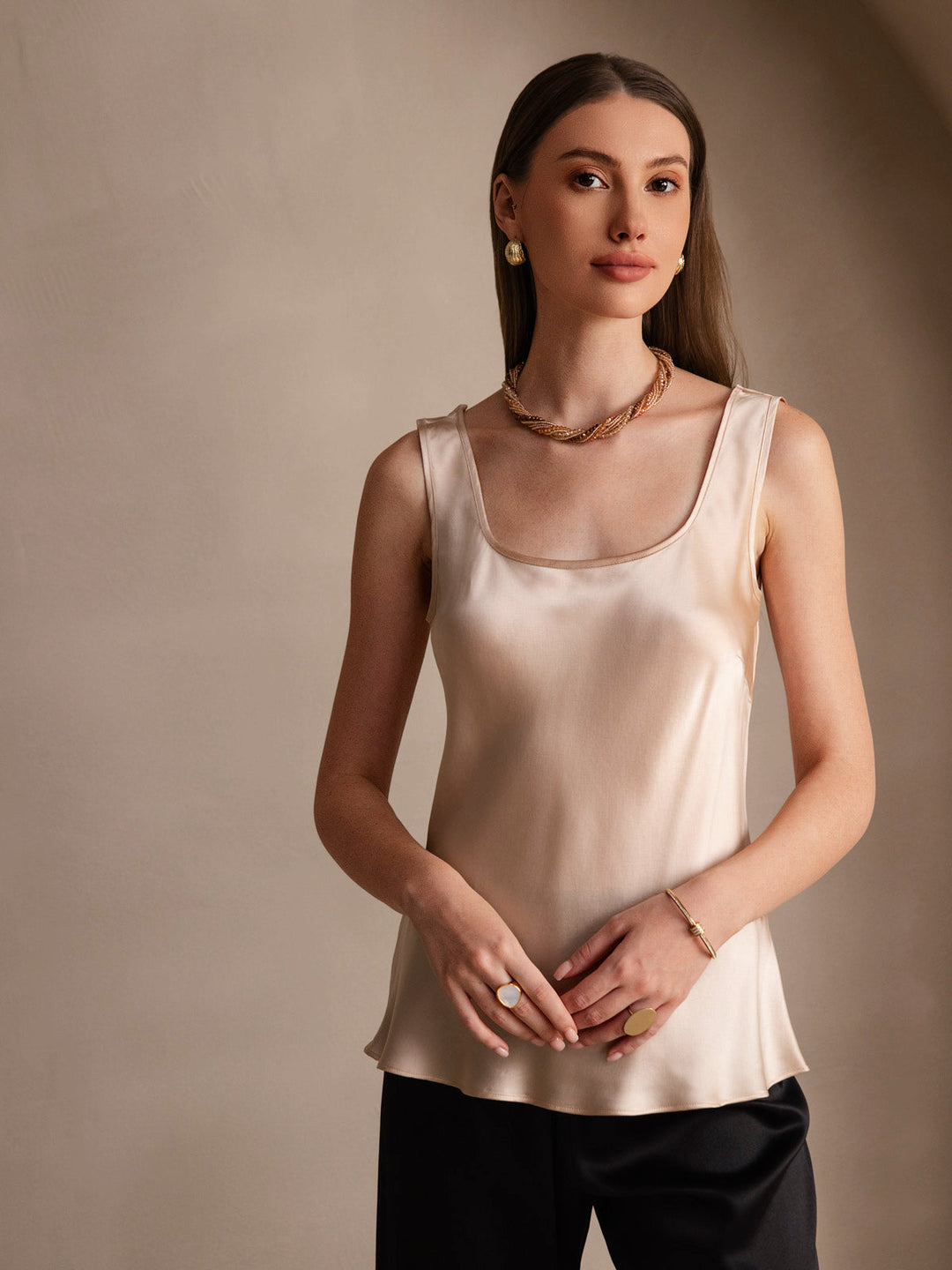Seide U-Ausschnitt Trägershirt - Arvani