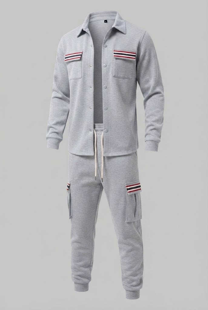 Herren-Cargo-Jogginganzug mit Overshirt, Kordelzug und kontrastierenden Klappentaschen Nord Taschen