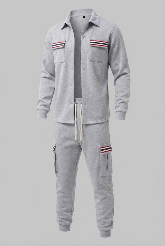Herren-Cargo-Jogginganzug mit Overshirt, Kordelzug und kontrastierenden Klappentaschen Nord Taschen