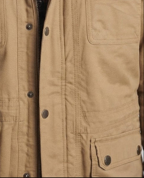 Herren warmer Canvas-Parka mit Teddyfutter Kapuze und Mehrfachtaschen Nord Taschen