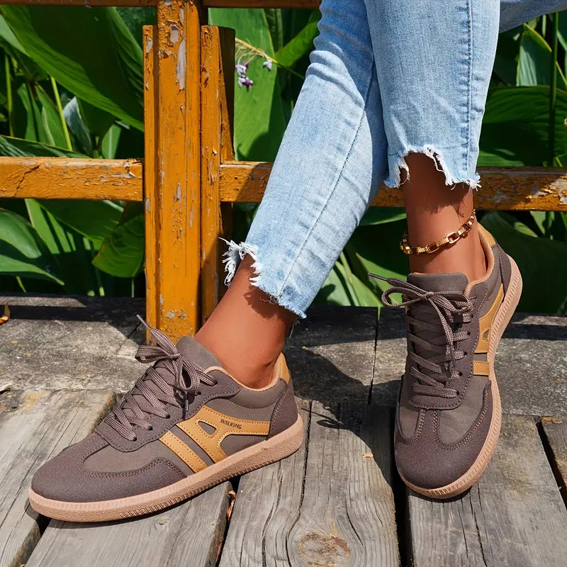 Damen lässige Turnschuhe mit niedrigem Absatz, Schnürung Mode Schuhe