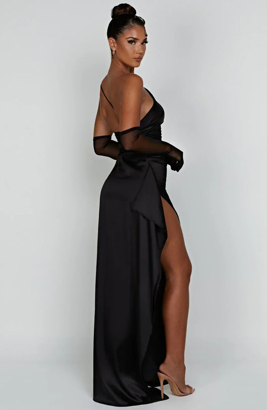 Elegantes Ein-Schulter-Kleid mit Schlitz