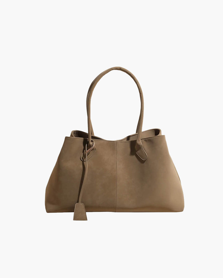 Nord Taschen | Große Wildleder-Schultertasche, Damen-Arbeits-Tote-Bag mit Bindungsdetail