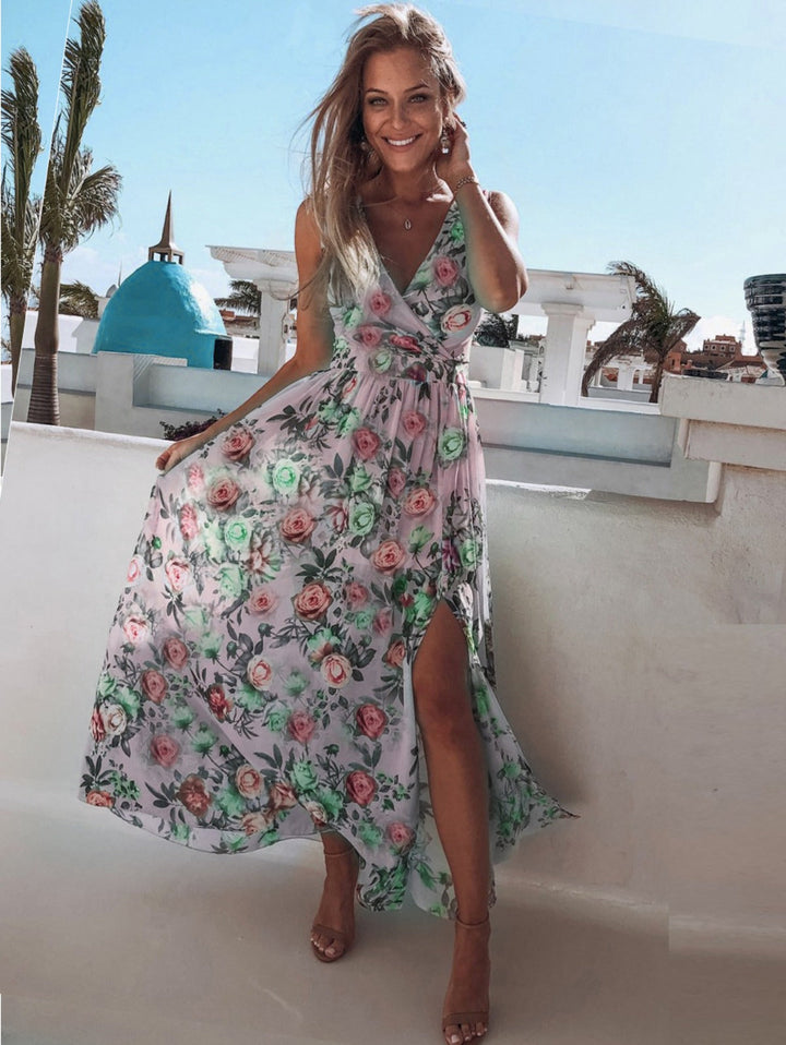 Bedrucktes geteiltes Chiffonkleid