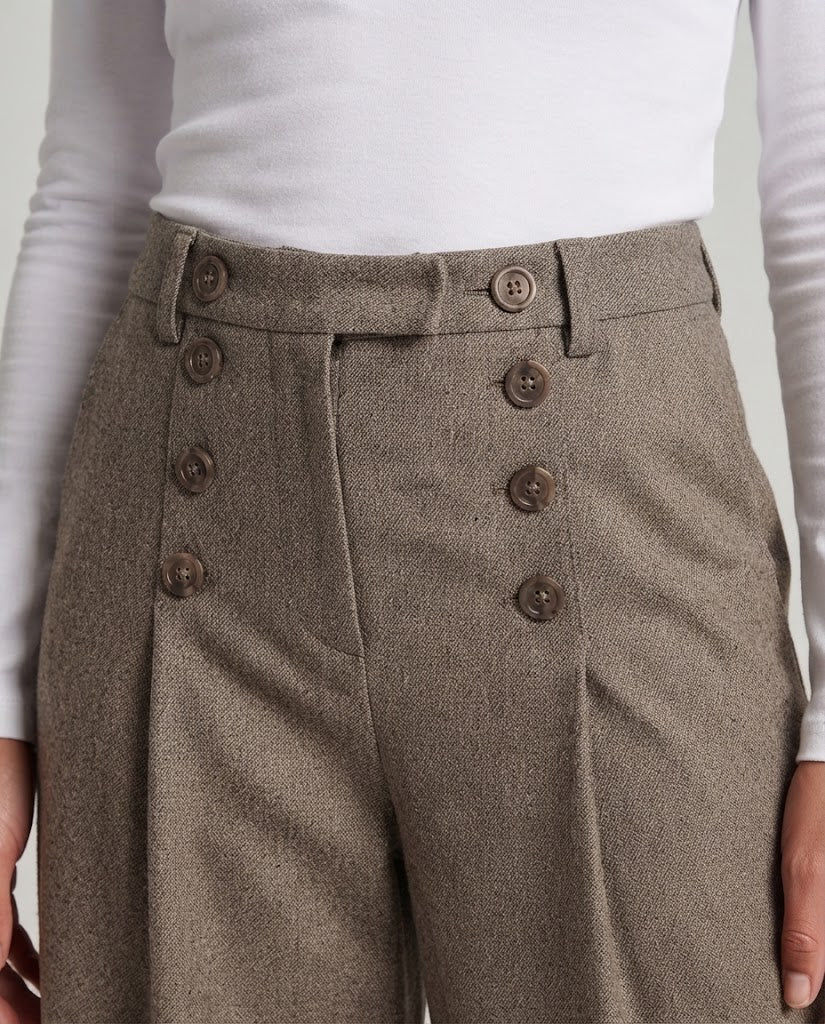 Damen elegante und bequeme weit geschnittene Stoffhose Nord Taschen