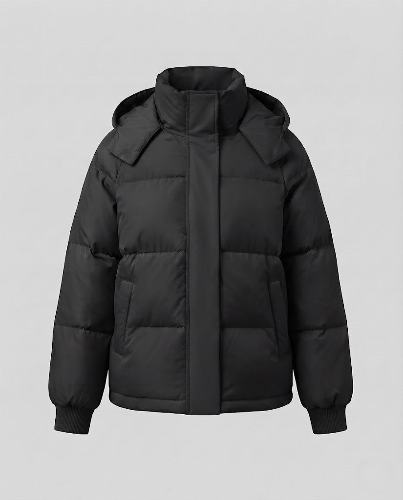 Kurze Damen-Steppjacke, gefüttert, mit Kapuze