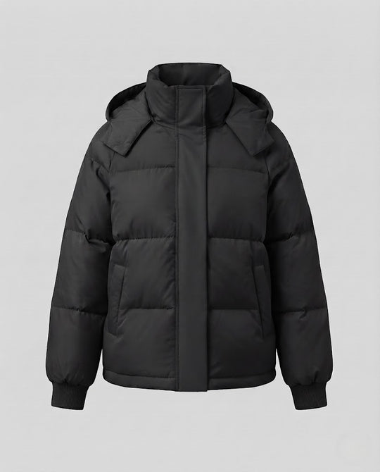 Kurze Damen-Steppjacke, gefüttert, mit Kapuze