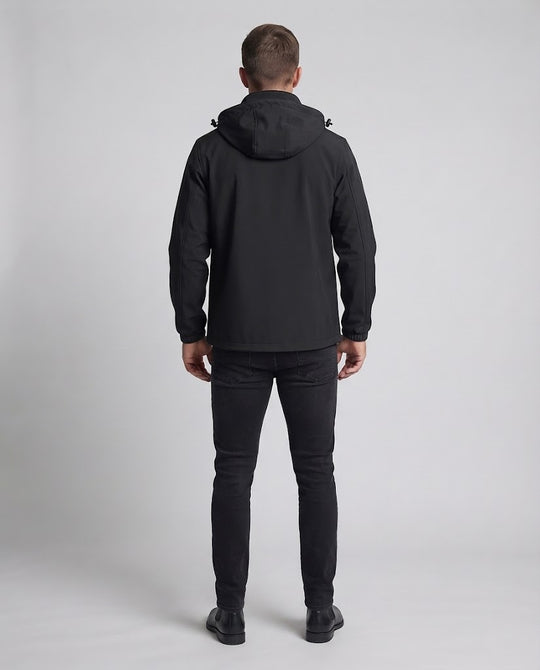 Herren Leichte Softshell‑Kapuzensportjacke mit winddichter, wasserabweisender Membran und Brust-Reißverschlusstasche Nord Taschen