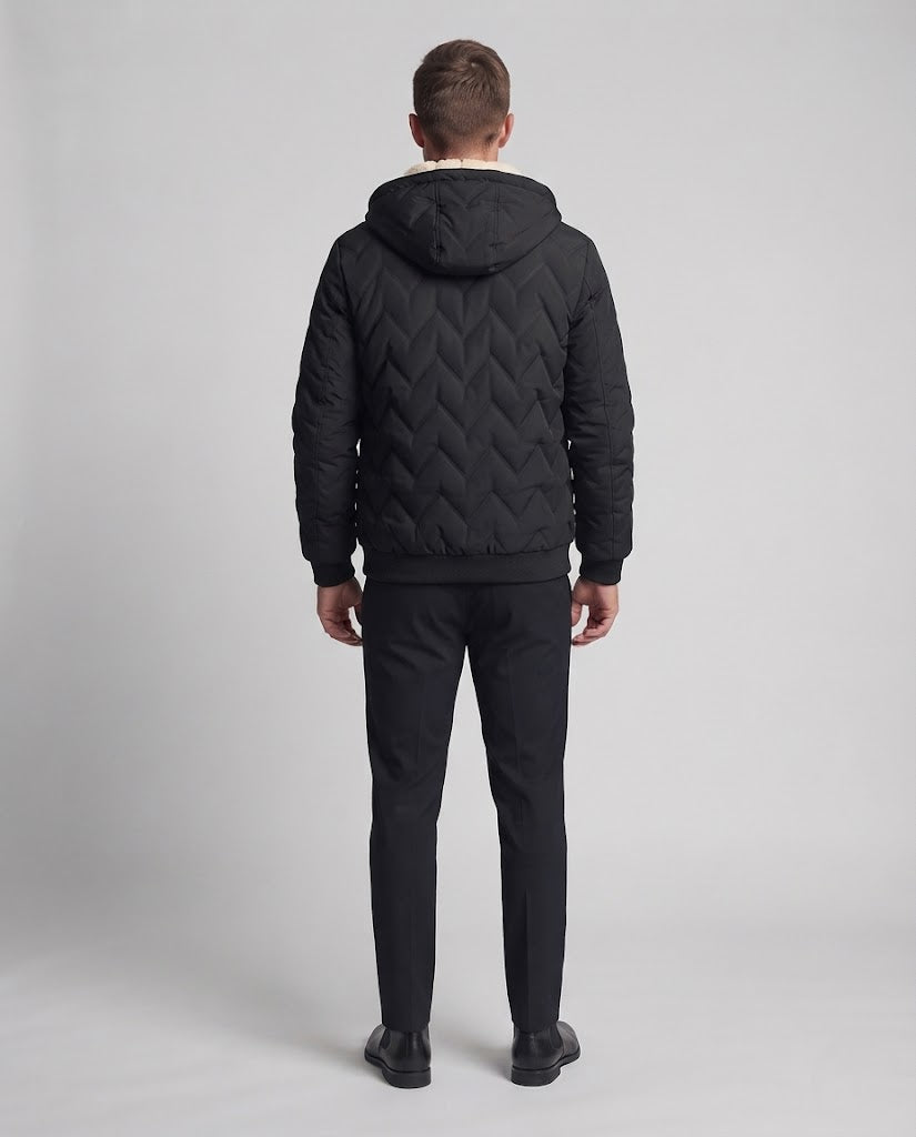 Herren Kapuzen‑Steppjacke mit Thermo‑Teddyfutter und windabweisender Außenlage Nord Taschen