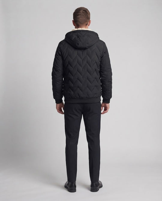 Herren Kapuzen‑Steppjacke mit Thermo‑Teddyfutter und windabweisender Außenlage Nord Taschen