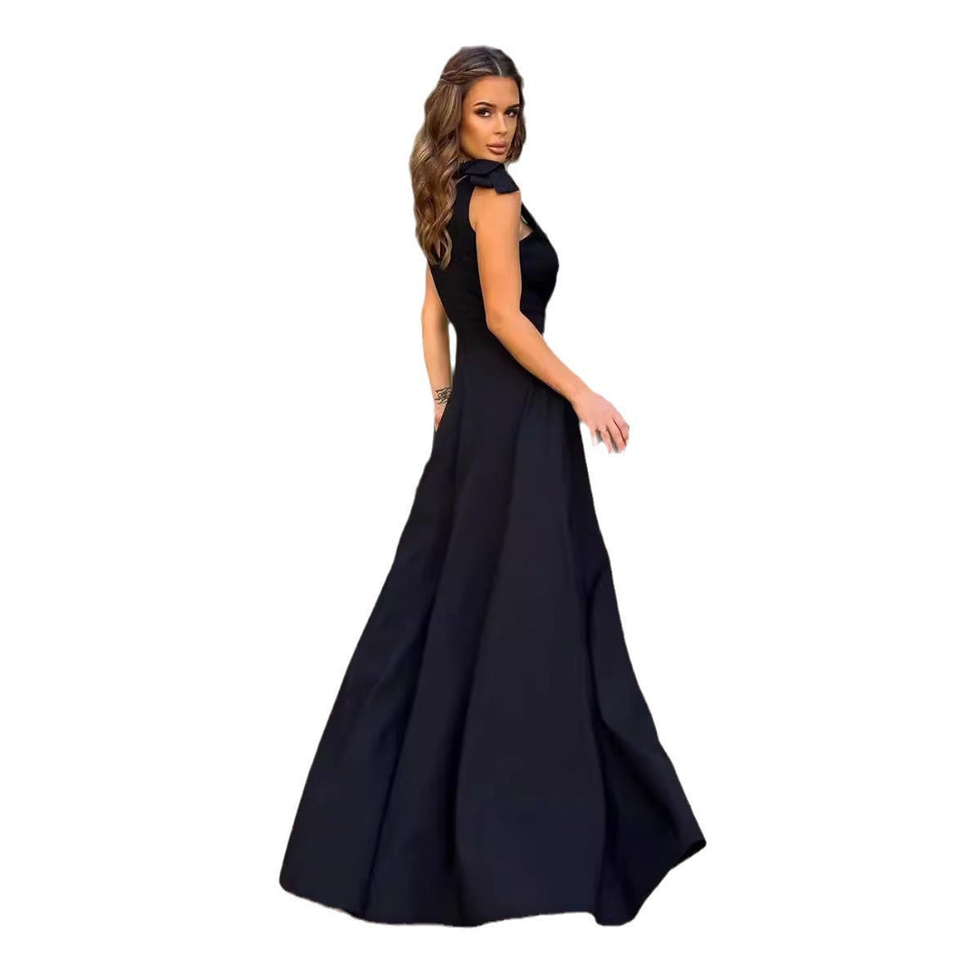 Abendkleid Langer Plissierter Einfarbiger - Arvani