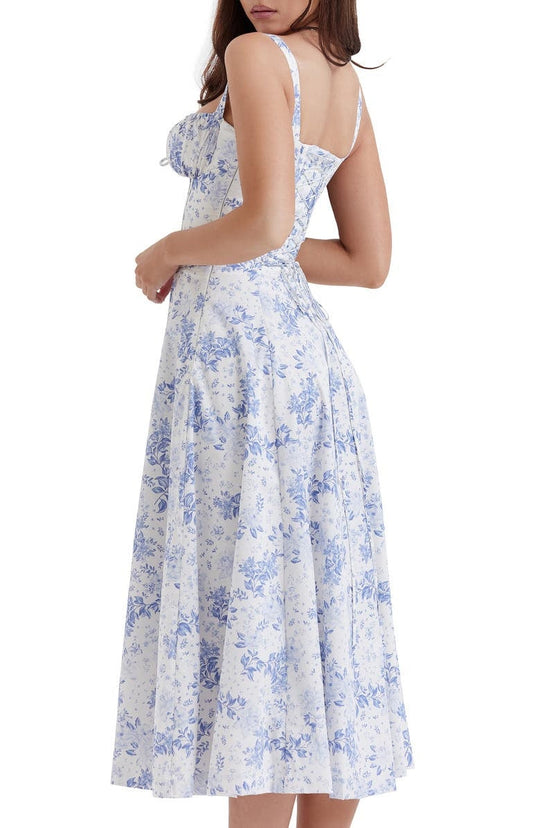 Langes Blumen Korsett Kleid