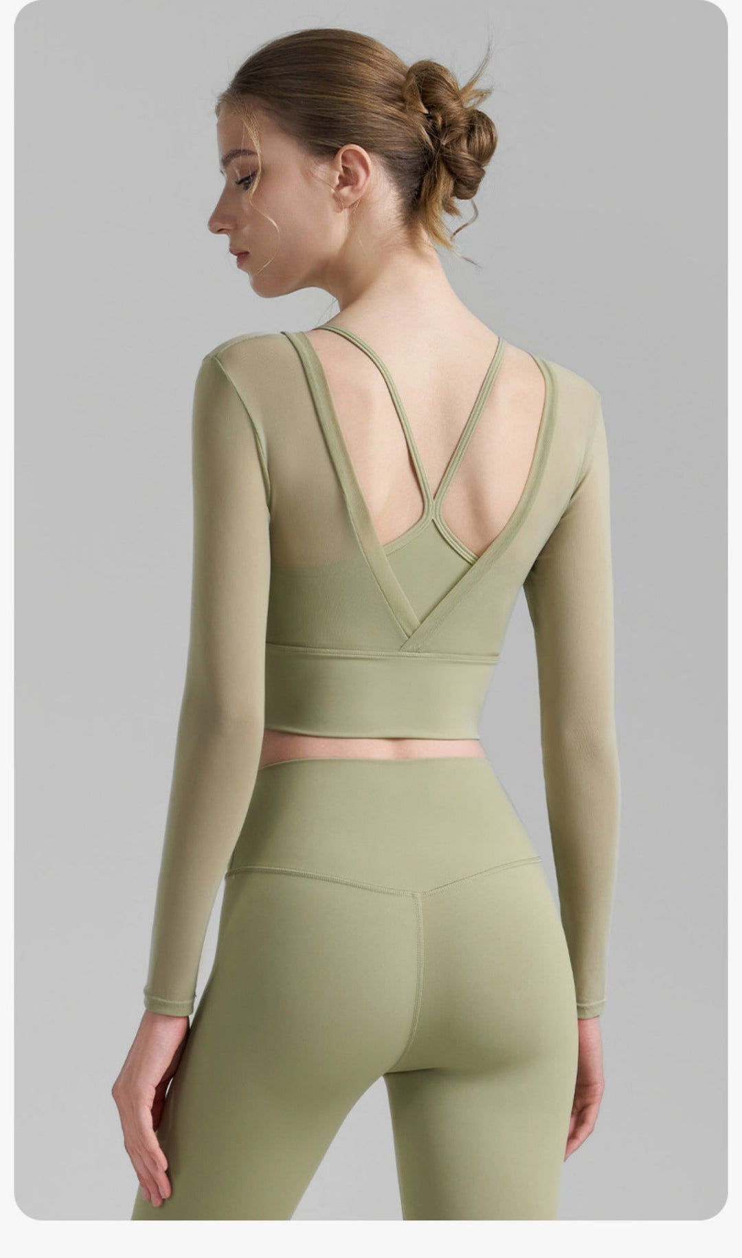 Fake zwei sexy Mesh-Yoga-Kleidung