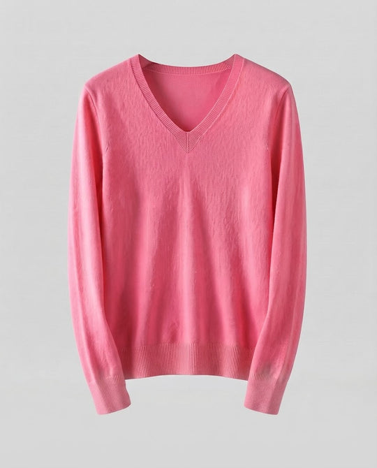 Damen Feinstrick V‑Ausschnittpullover in Kaschmir‑Optik mit schmaler Silhouette Nord Taschen