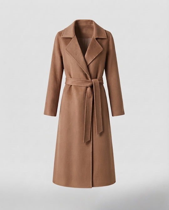 Damen klassischer Wollmantel mit weitem Revers und schlanker A-Linie Nord Taschen
