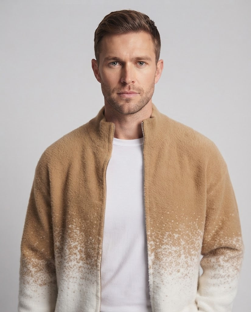 Herren Flauschige Oversize-Zipjacke mit Farbverlauf Nord Taschen