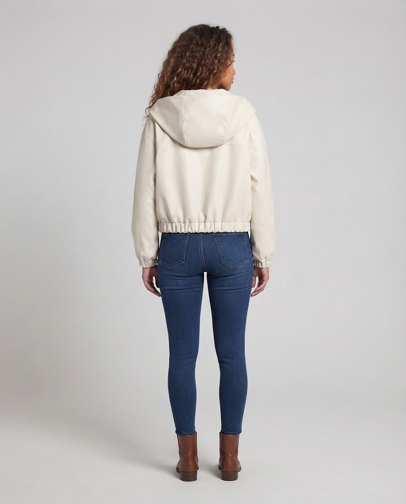 Damen Cropped‑Kapuzenjacke im Blousonstil mit Taillenraffung Nord Taschen