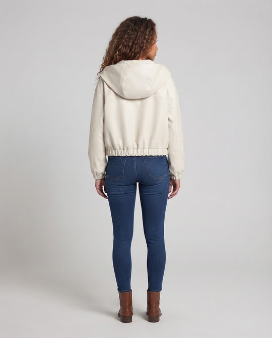 Damen Cropped‑Kapuzenjacke im Blousonstil mit Taillenraffung Nord Taschen