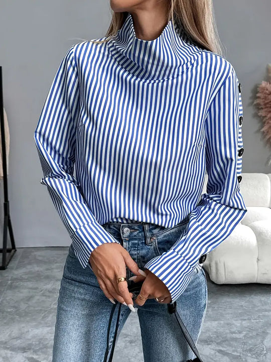 Stylische Gestreifte Bluse Aus Baumwolle