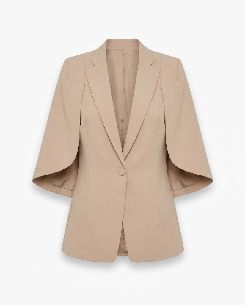 Damen Boxy-Capeblazer mit dreiviertel Schlitzärmeln und schmaler Taillierung Nord Taschen